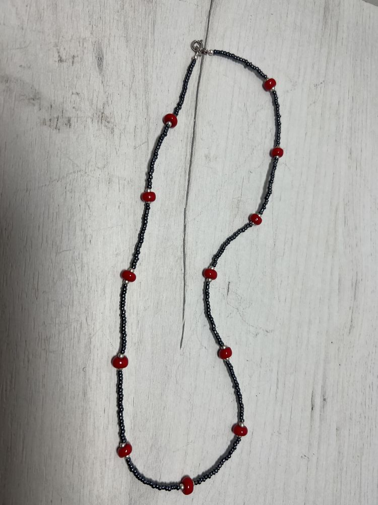 Colier vintage din hematite, coral si argint