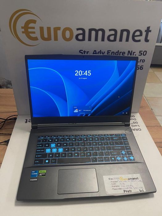 Laptop Gaming MSI, MS 16rb, intel core i5-12450U, RTX3050 -A-