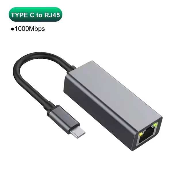 USB и Type-C to LAN 100/1000 Мбит/сек. Металлический корпус. Доставка.
