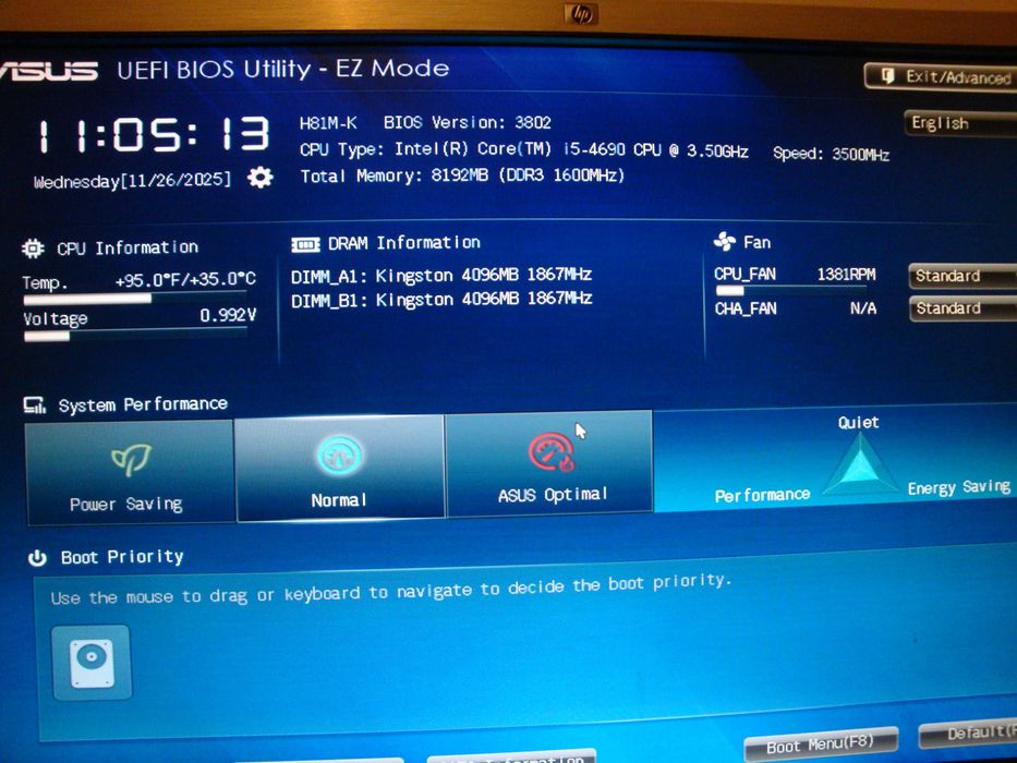 Placa de baza Asus H81M-k procesor i5 4690 3.9Ghz 8GB DDR3 1866