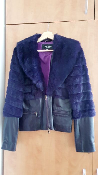 Geaca de piele cu blana de iepure Mov, Guy Laroche