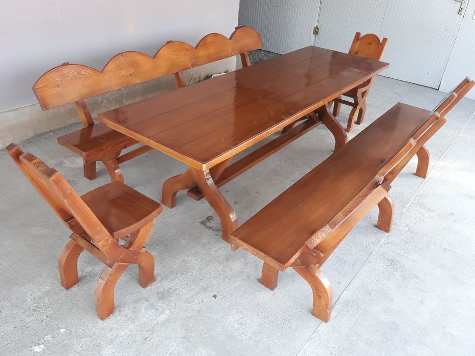 Set gradina - Masa+scaune+banci (masa cu scaune)