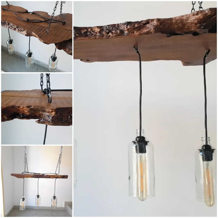 Plafoniera in stil industrial din lemn exotic