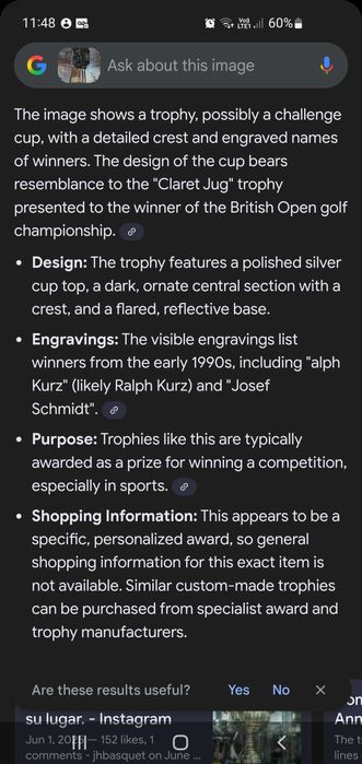 Шампионска купа посребрена с имена и инициали