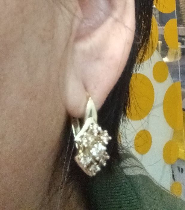 Золотые серьги с бриллиантами и сапфирами советские