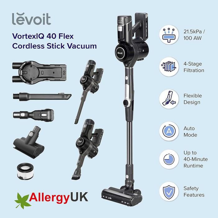 Вертикална прахосмукачка Levoit VortexIQ 40 Flex Безжична