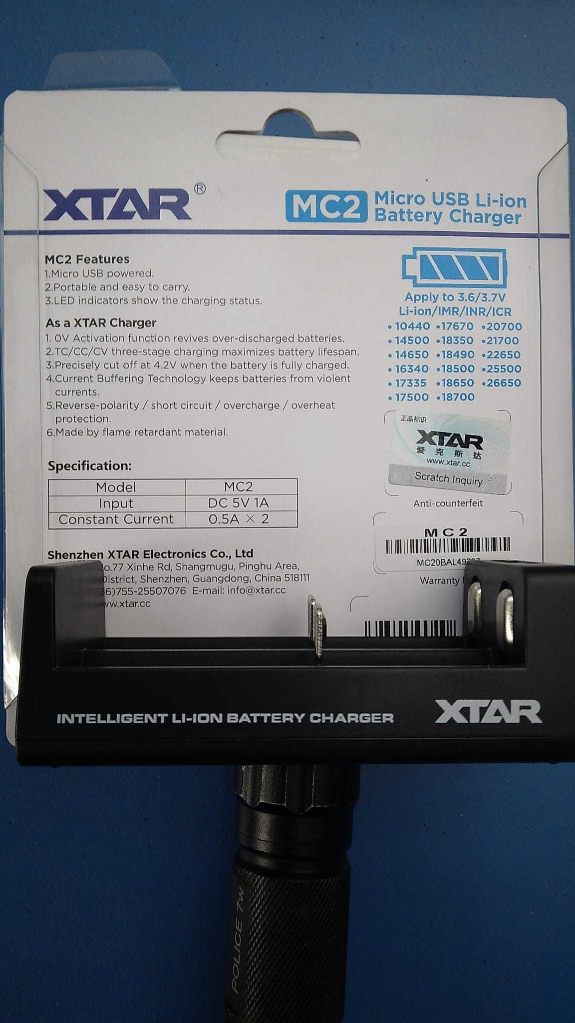 Incarcator portabi XTAR MC2  LI-ION 2 acumulatori 18650
