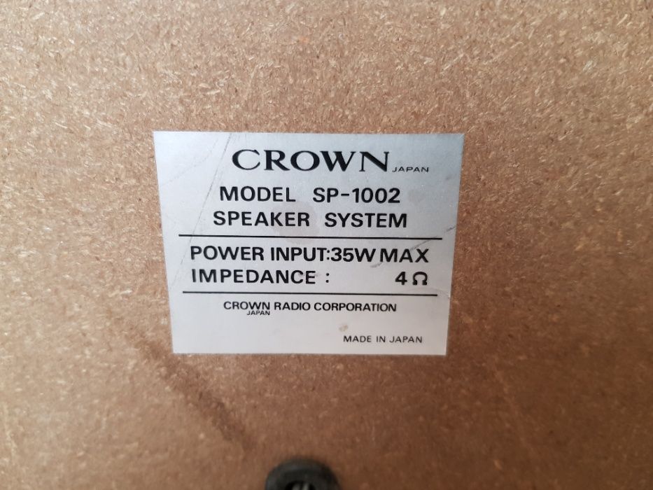 Boxe vintage Crown SP-1002 / 35W 4 Ohm / Made in Japan