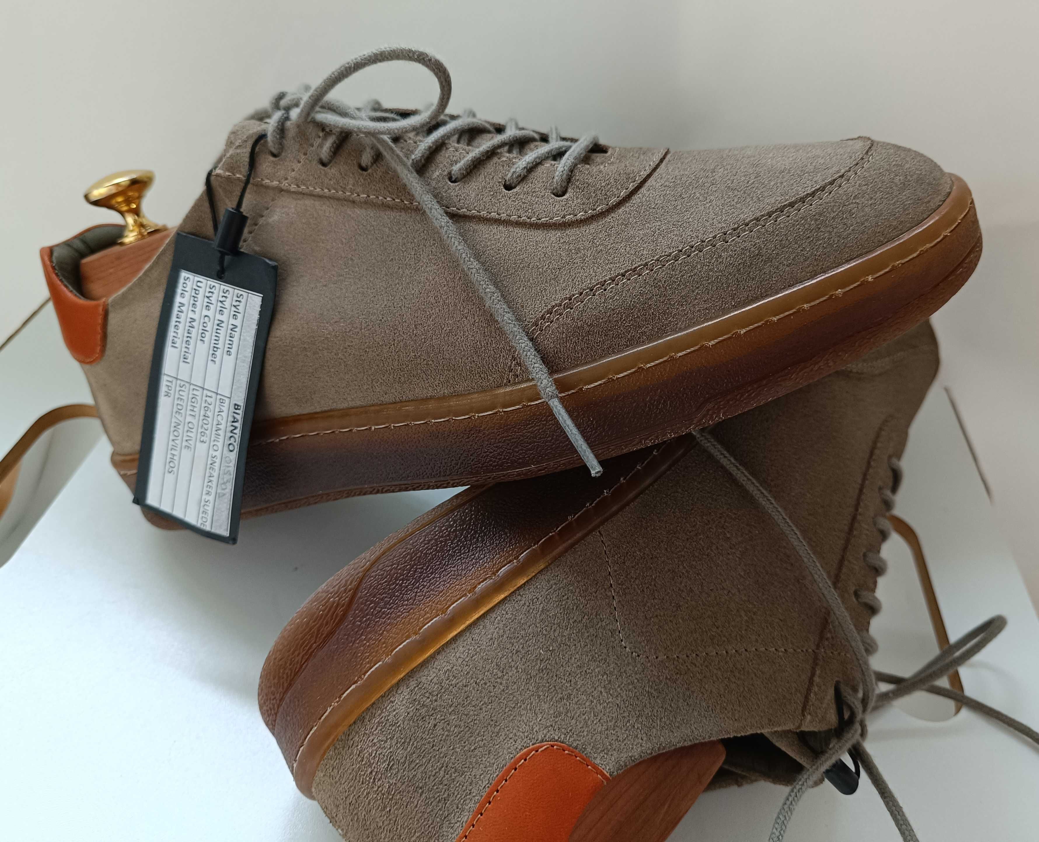 Pantofi sport casual 42 premium BIANCO NOI piele naturala moale