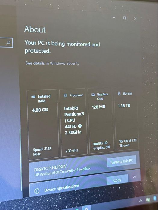 Hp 1,36 TB memorie ecran touchscreen