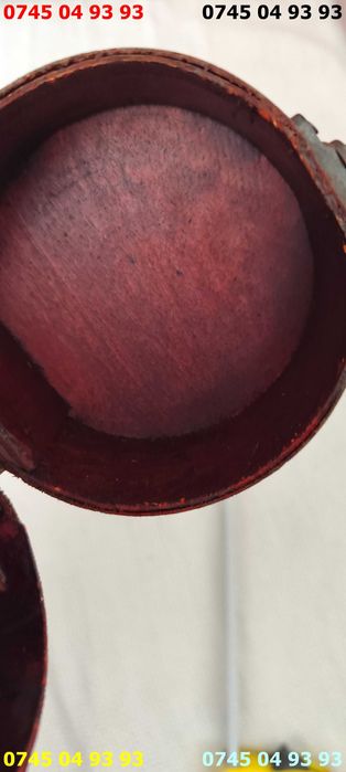 recipient lemn si imitatie piele VINTAGE inaltime 35cm diametru 10cm
