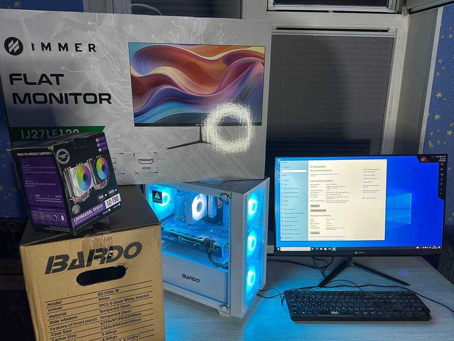 Игровой кейс с Монитором 27 120hz/ RX 590 8gb / DDR4 16gb / 12 ядерный