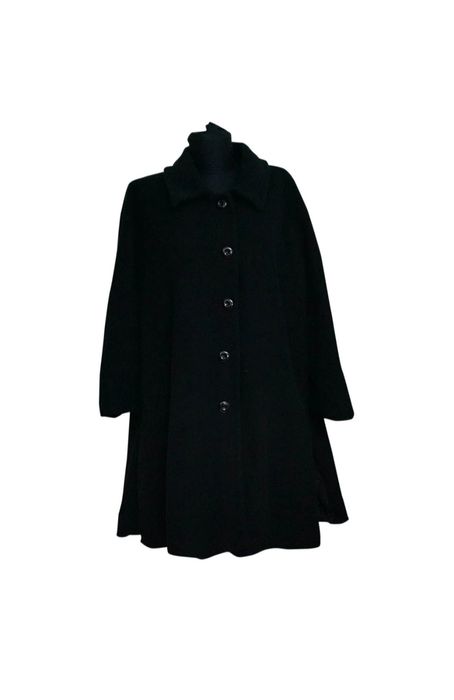 Palton negru clopot lana cu nasturi