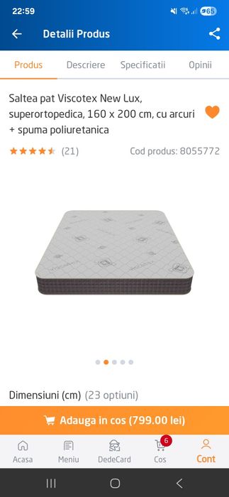 Saltea Superortopedică Viscotex 160x200