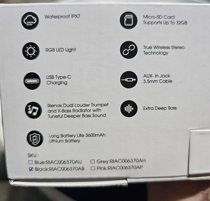 Boxă Portabilă Rienok S1 Mini Sigilată 30W Bluetooth 5.3 RGB