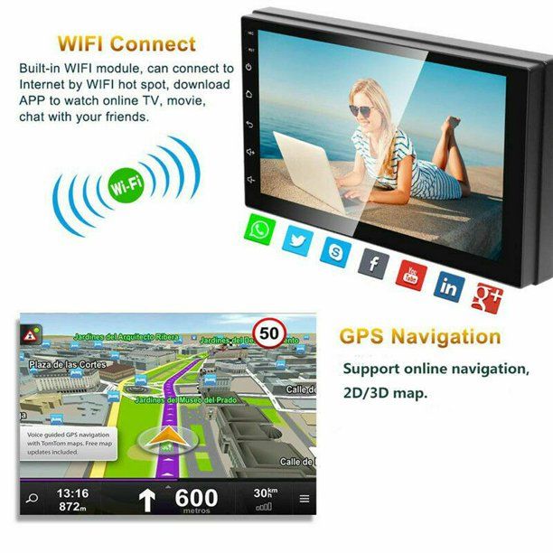 Navigatie GPS Android 2DIN - Wifi, Bluetooth, USB, 7" CARPLAY 1/2/4GB