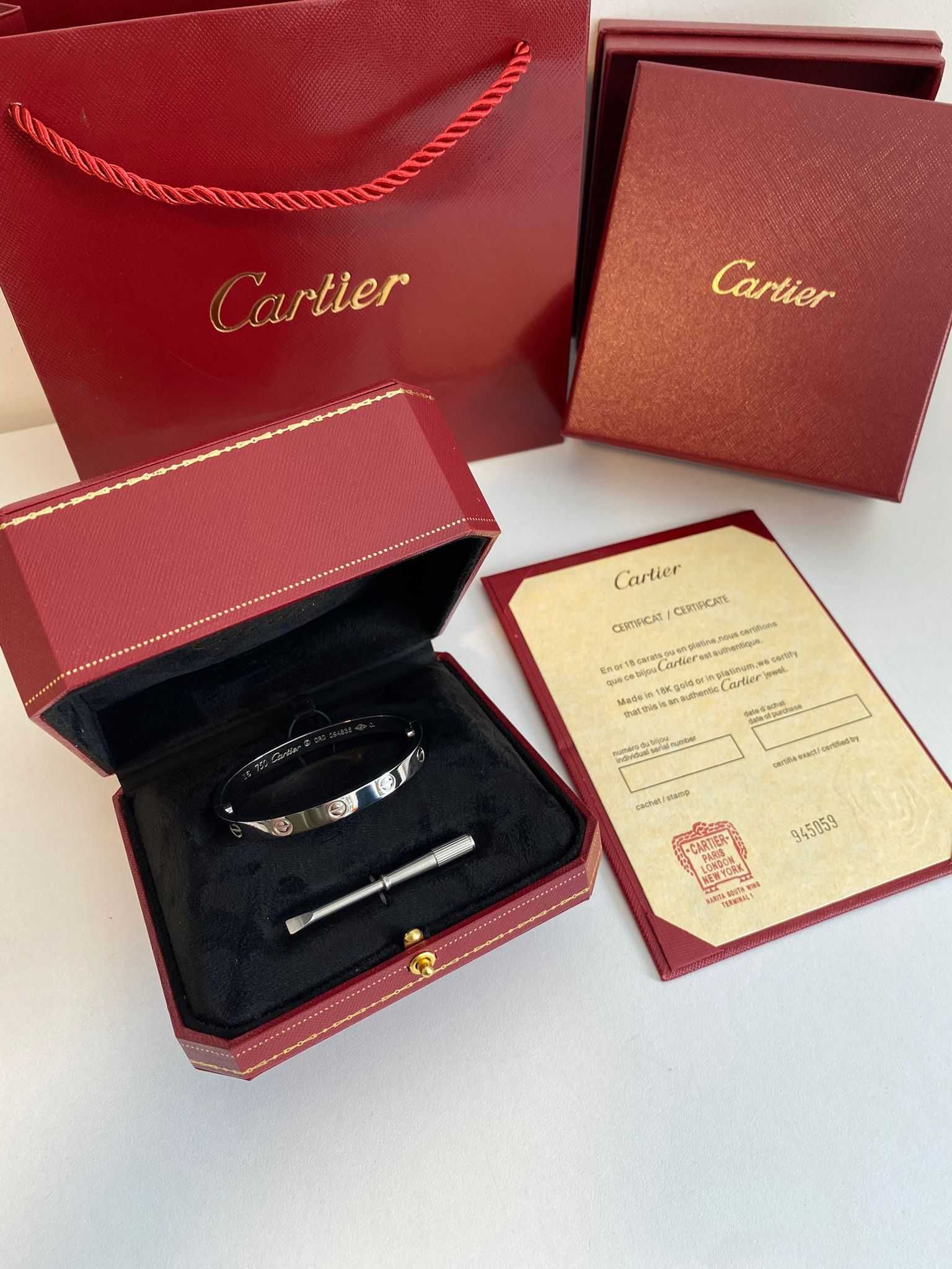 Brățară Cartier LOVE 21 White Gold 750 cu Cutie