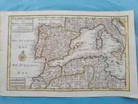 Harta a partii vestice a Marii Mediterane, tiparita in anul 1788
