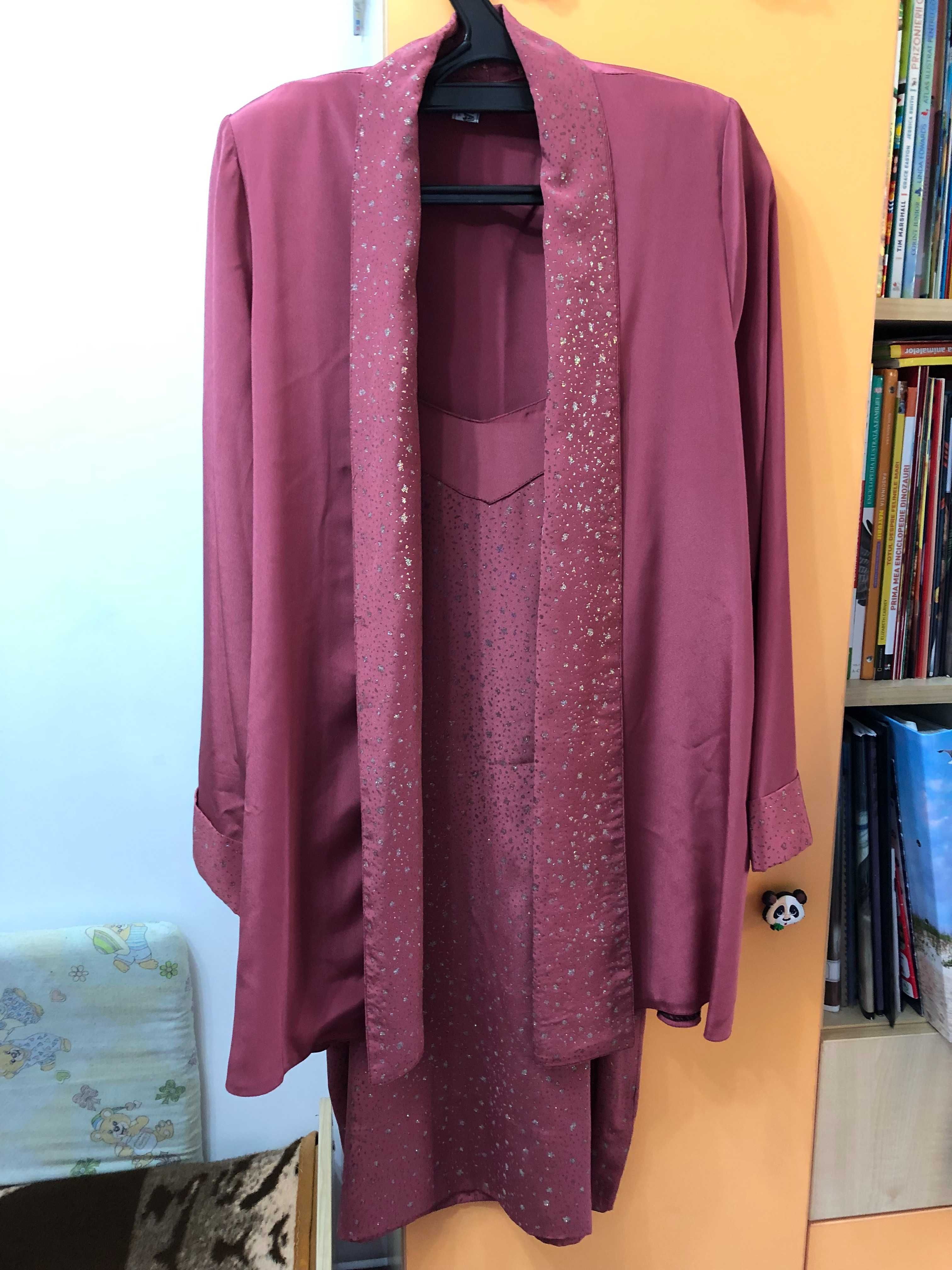 Costum din rochie si haina cu sclipici, roz + 6-10 Mai LIVRARE GRATIS!
