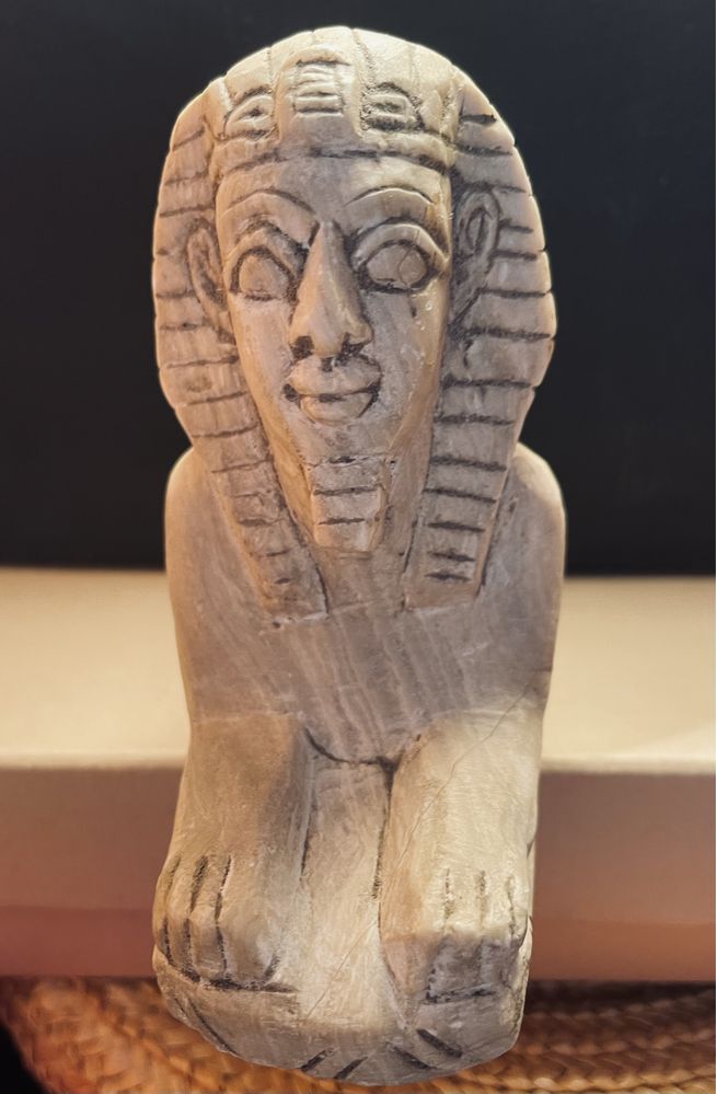 Statueta Egipt Sfinx material Alabastru autentica manual