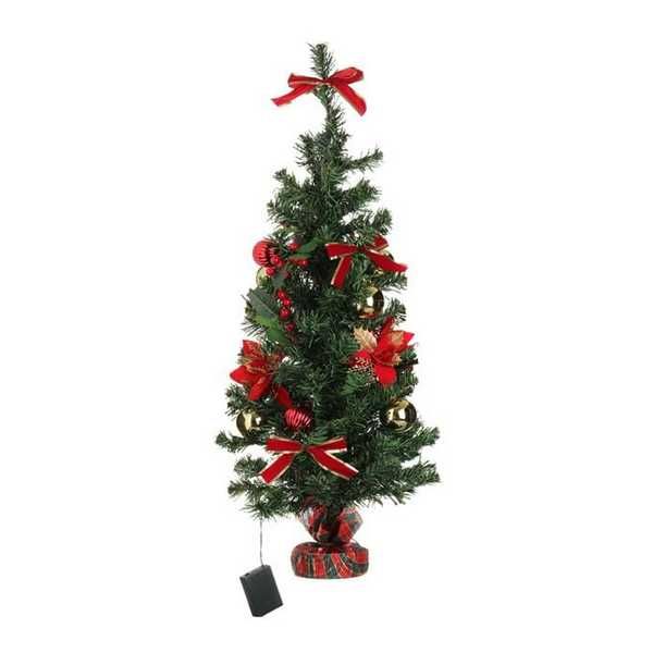 Декоративна коледна елха на батерии с топки, коледна звезда, 90 см