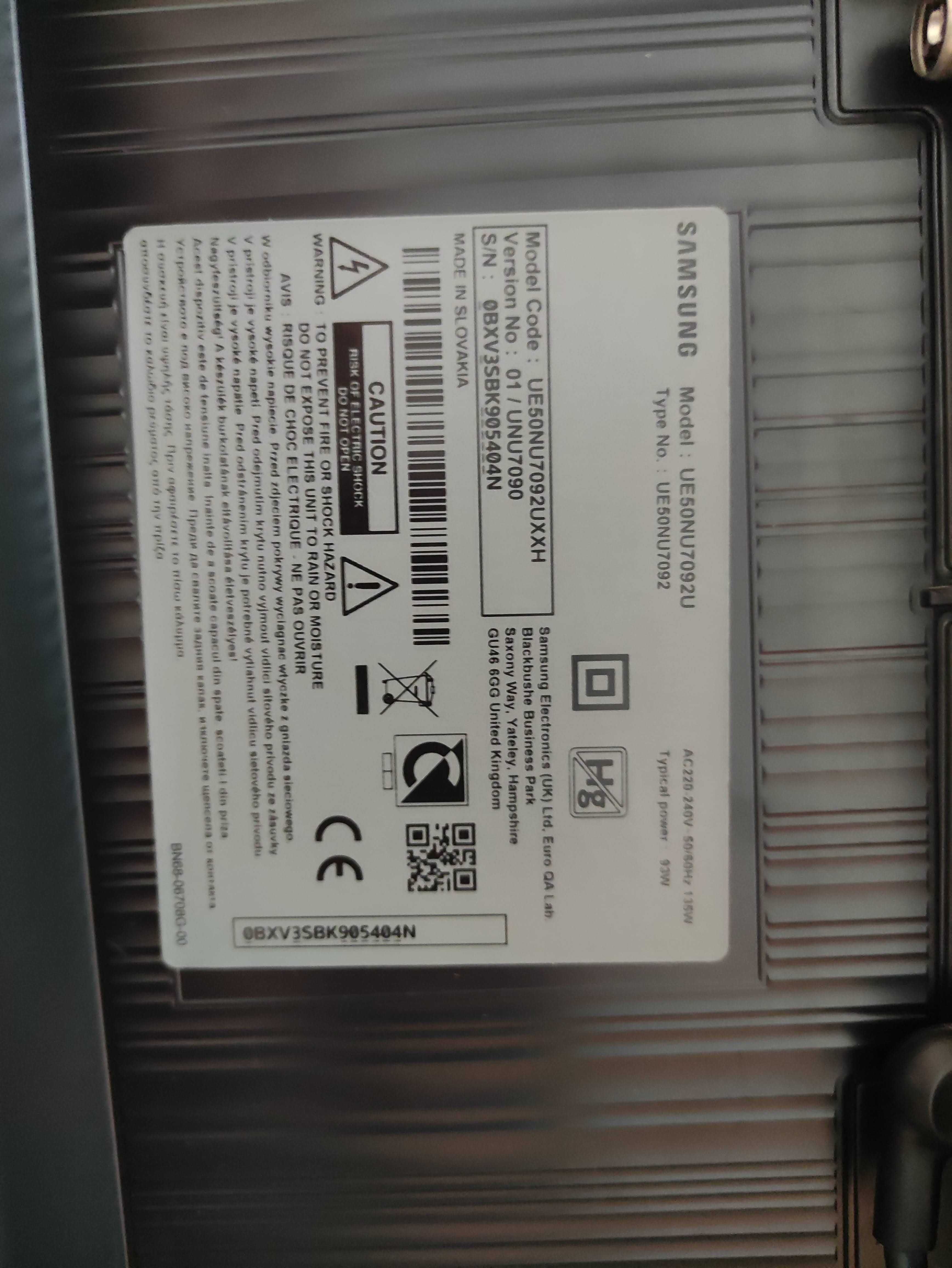 Телевизор Samsung 50" UE50NU7092U 4к за ремонт или части.