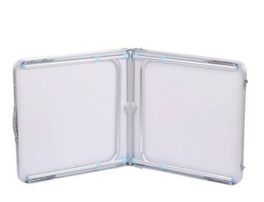 Masa pliabila MDF camping tip valiza 120 x 60 x 70 alb/maro