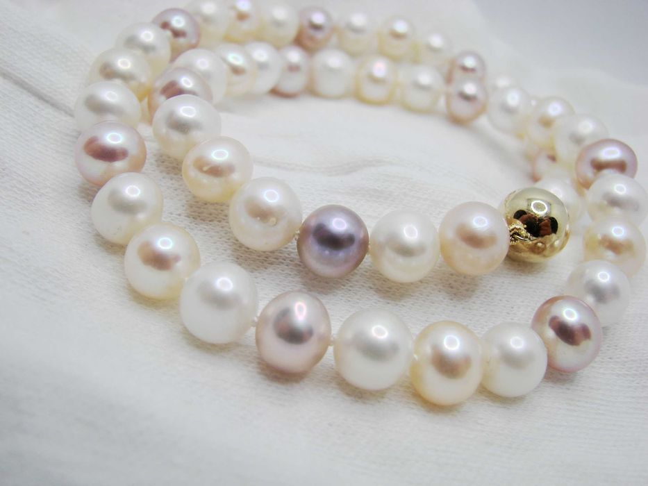 Colier Aur 14K Lantisor Perle Naturale Multicolor Certificat