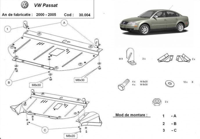 Scut metalic pentru motor VW Passat 2000-2005 - otel 2mm