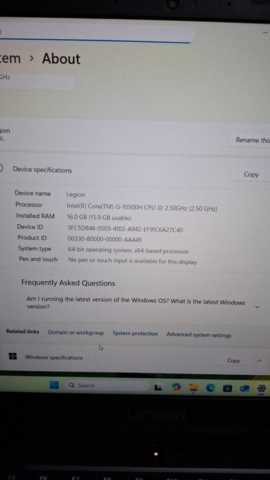 Lenovo Legion 5 15IMH6, Intel i5-10500H, GeForce RTX 3050, Win11 Pro