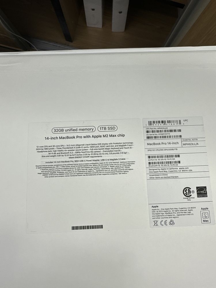 MacBook Pro 14 inch M2 max 32/1tb