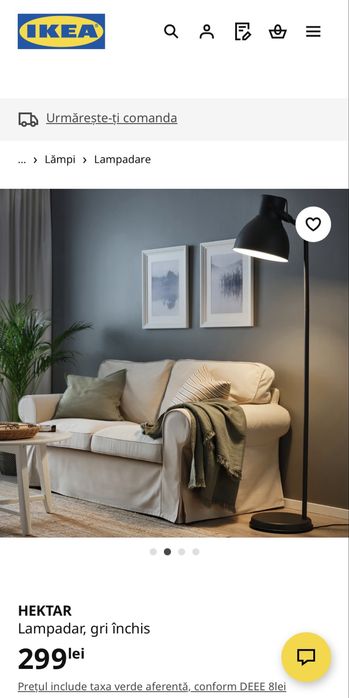 Vand lampadar HEKTAR, gri închis aproape nou