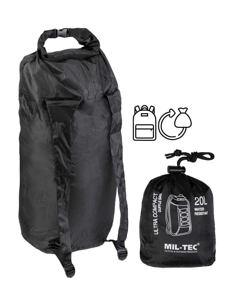 RUCSAC COMPACT MILTEC ULTRA USOR Marime S 20 Litri Negru Impermeabil