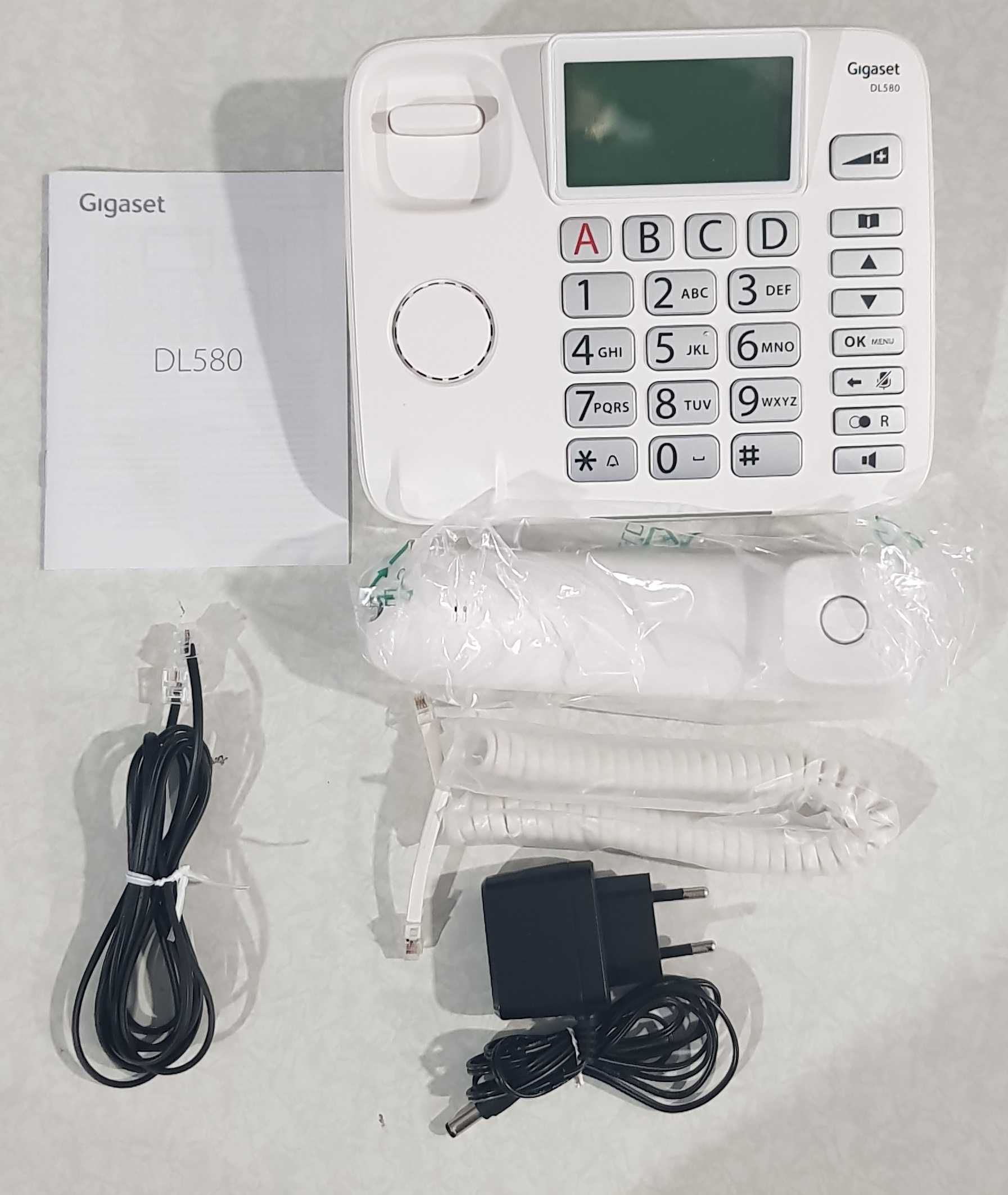 Telefon fix analogic Gigaset DL580, afisaj LCD, Alb