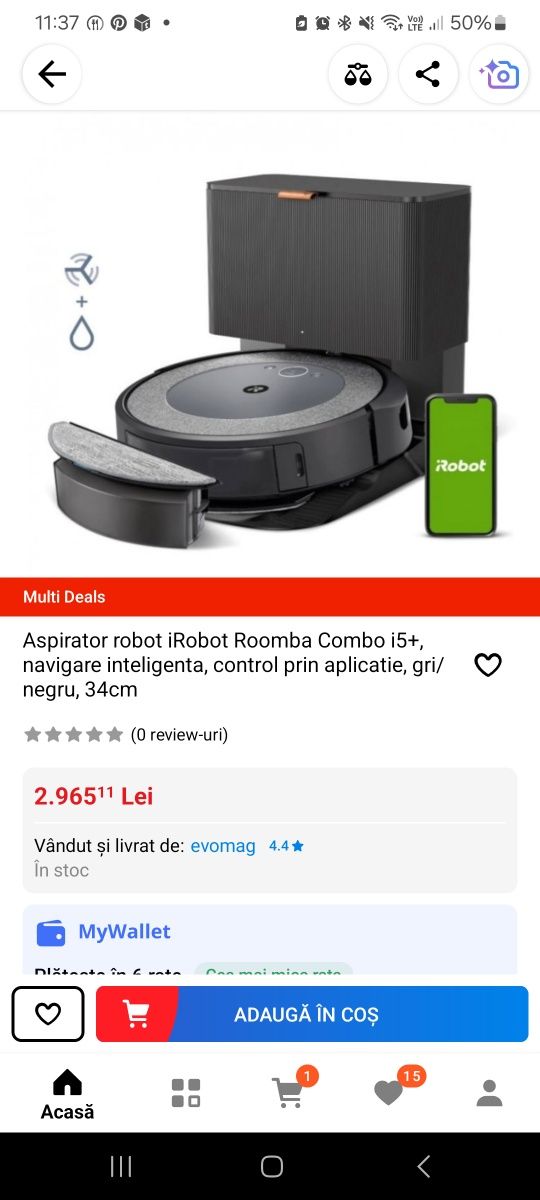 Robot aspirator iRobot Roomba Combo J5+