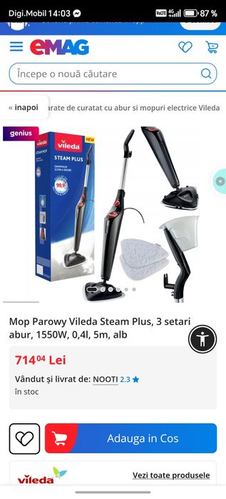 Vand mop cu aburi Curăță și dezinfectează eficient,