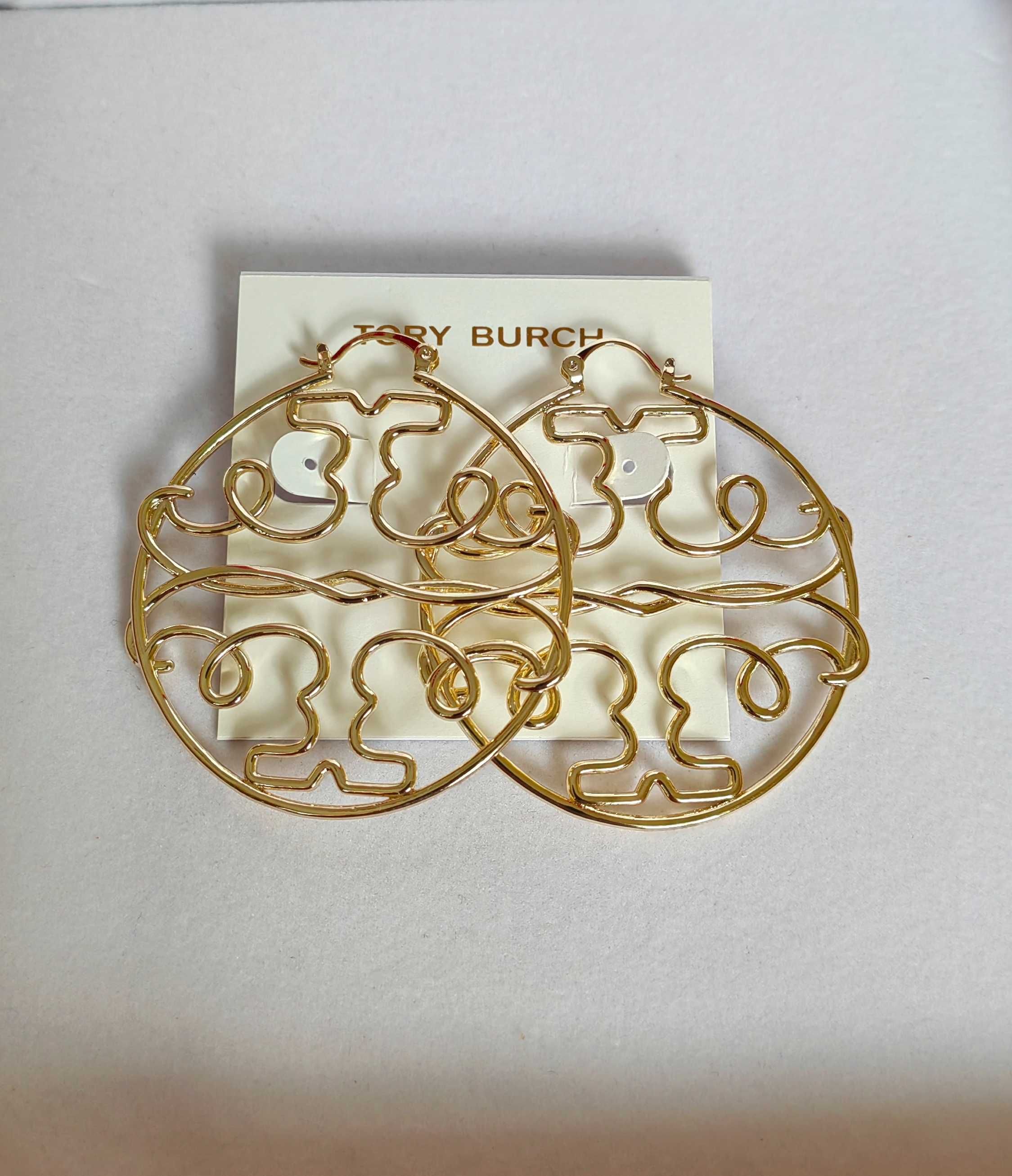 Обеци Tory Burch - logo round earrings
