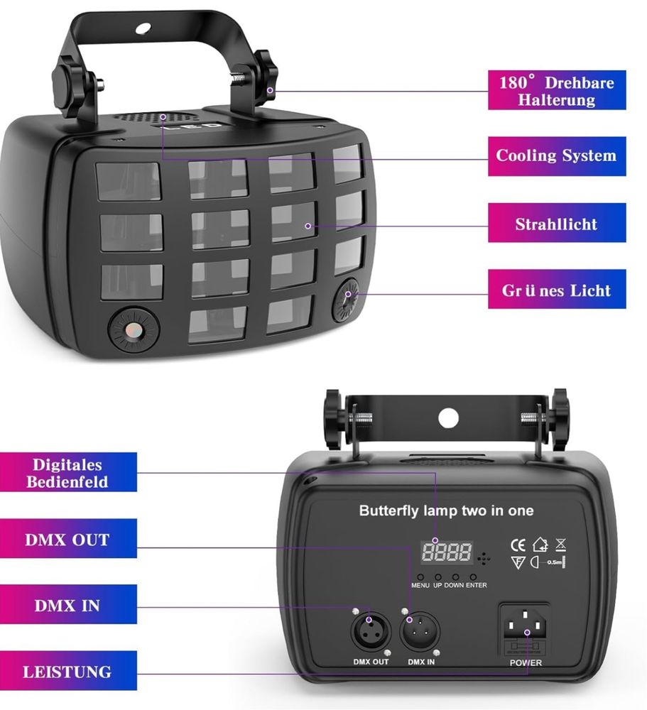 LED Stage Lighting, Party Lighting, DMX512 2 in 1 RGB Disco Light