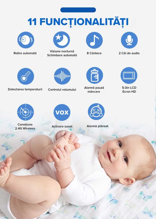 Baby Monitor WiFi Performtech™ NightVision HD, Suport Baby Monitor