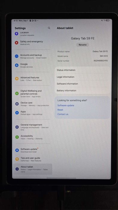 Samsung Galaxy Tab S9 FE, 8GB RAM, 256GB + Smart Cover + Pen EMR Lammy