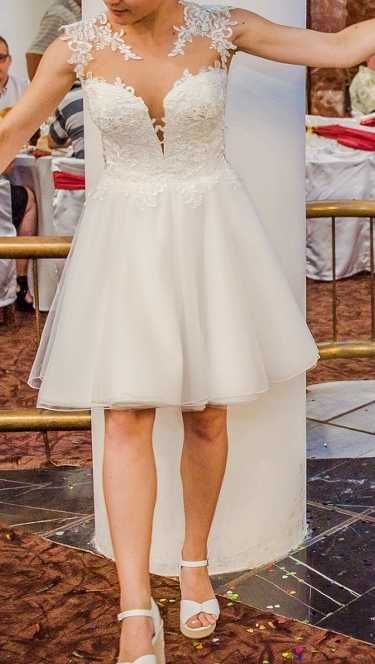 Официална рокля - бяла от две части