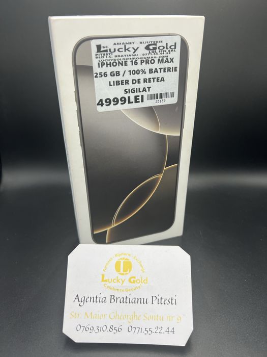 Iphone 16PRO MAX 256GB 100% Bat SIGILAT Liber de retea cod prod 23139