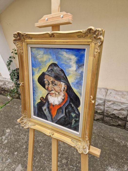 Прекрасна антикварна картина масло върху платно