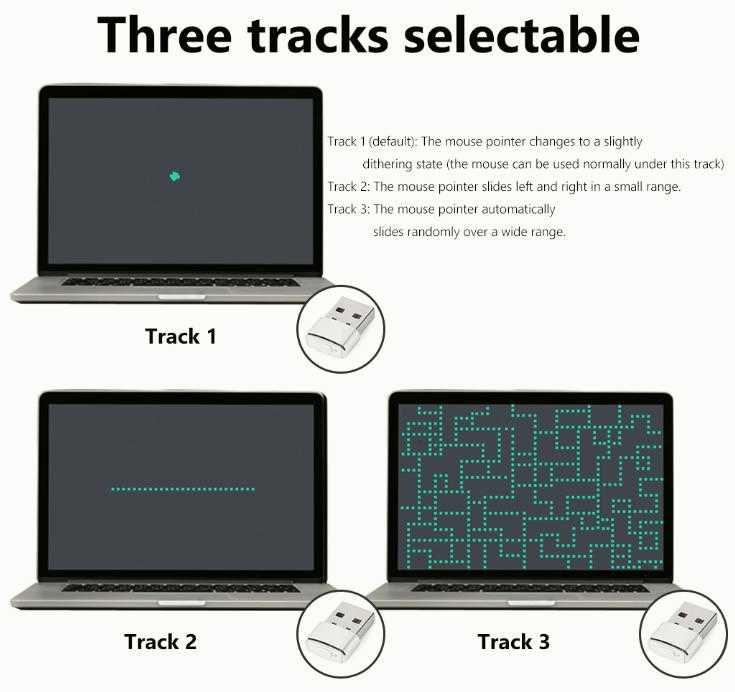 Гейминг Симулатор Фалшива Мишка 3 Режима Air Drive Mouse Jiggler Moji