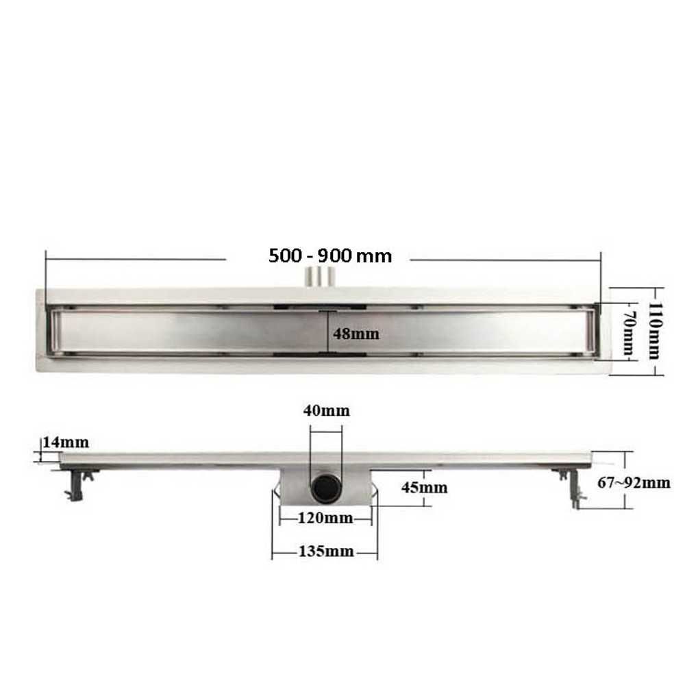 Rigola de dus din otel inoxidabil cu acoperire ceramica 40cm-90cm