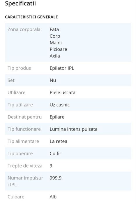 Epilator IPL ZKMagic cu funcție de răcire, 9 trepte, 3 funcții – Nou