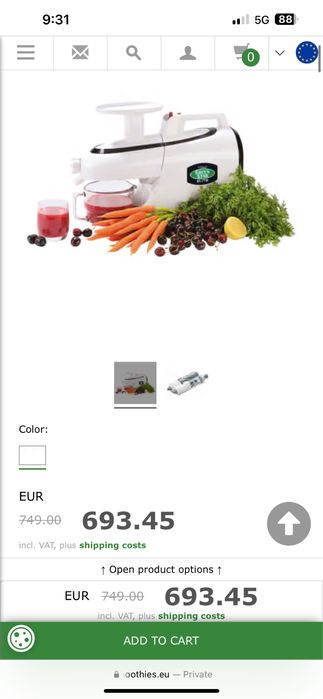 Професионална бавнооборотна сокоизстисквачка Green Star Elite