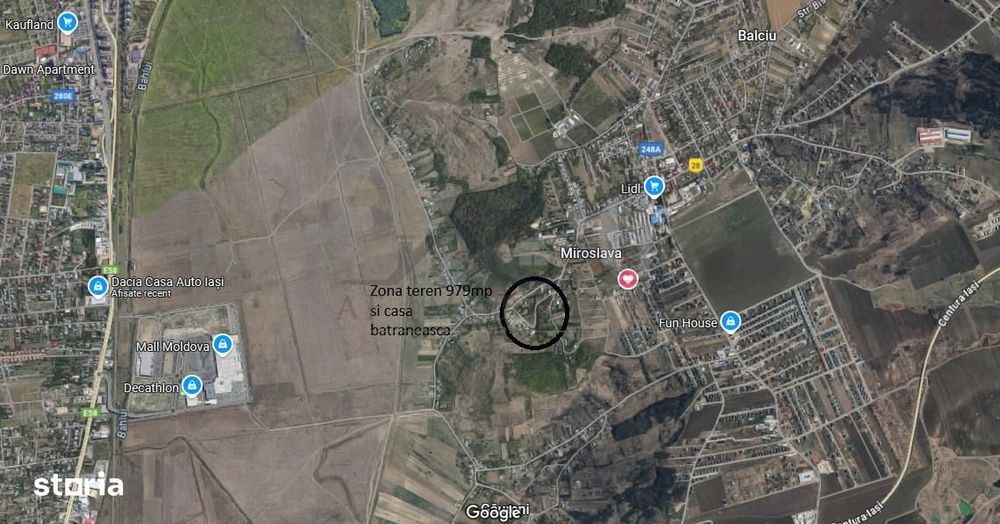 Miroslava teren 980mp intravilan cu casa batraneasca si utilitati
