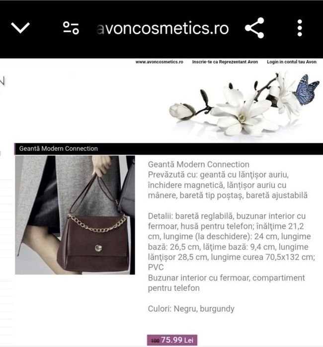 Geanta noua Modern Conection Satchel Avon maro-grena