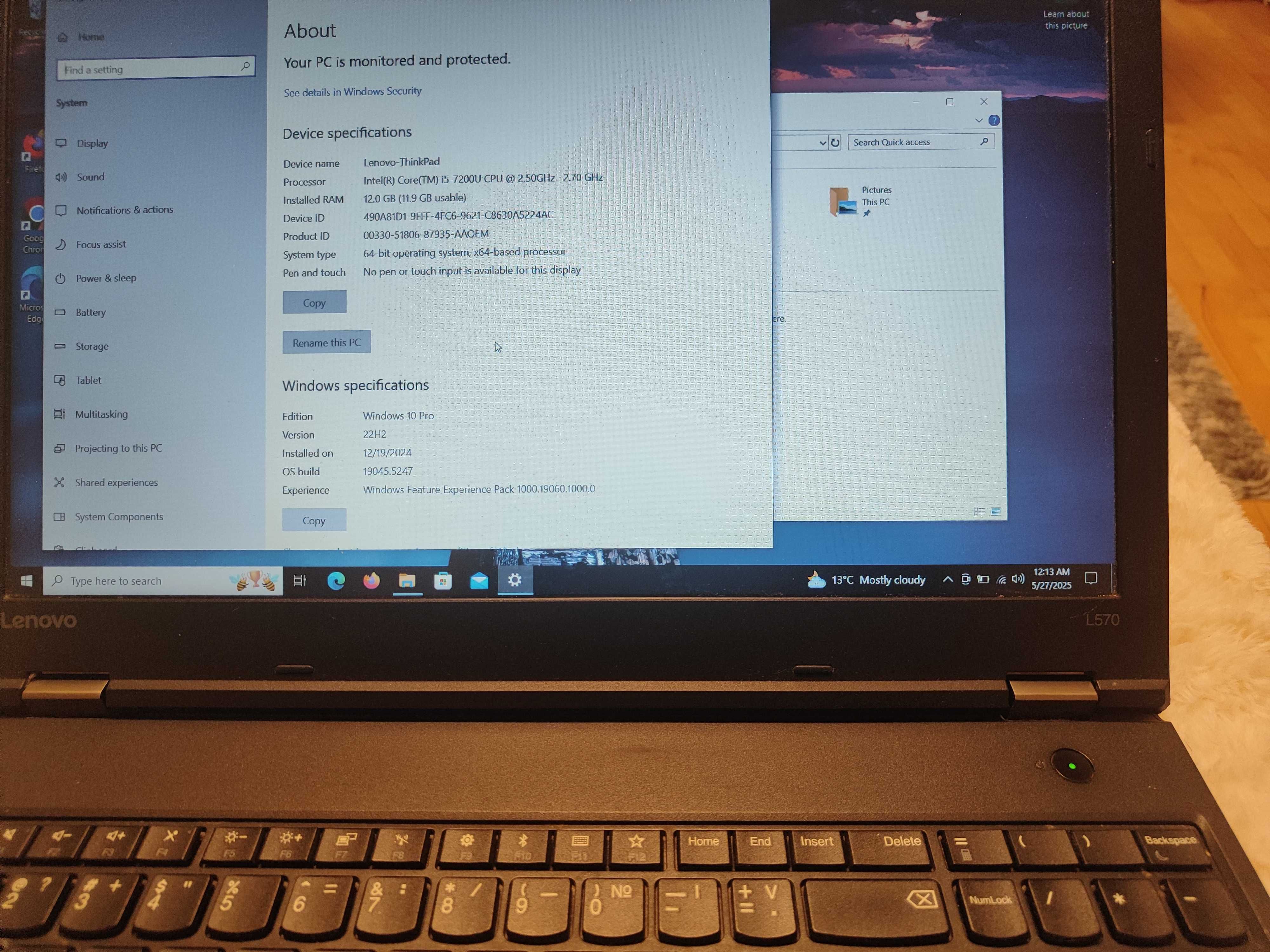 Lenovo ThikPad L570 I5-7200U 2,7GHz Windows10